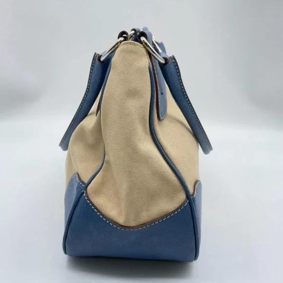 Prada Canapa canvas/leather blue moon and cream shoulder bag - Picture 6 of 16